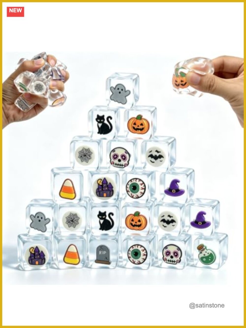 24 Pcs Halloween Cube Squishy Toys, Stress Relief Fidget Toy Party Favors